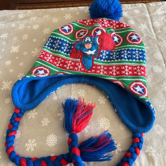 Kids’ Captain America Knit Hat — Superhero Winter Beanie - Picture 1 of 2